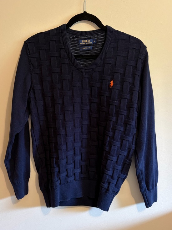 Polo Ralph Lauren Other - POLO RALPH LAUREN- Men's medium, navy V-Neck Basketweave Sweater